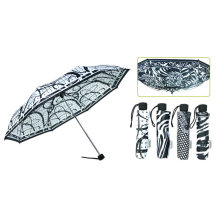 Parapluie coupe-vent 3 plis noir et blanc (YS-3FM21083911R)